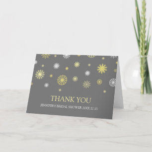 Yellow Grey Winter Bridal Shower Thank You Card
