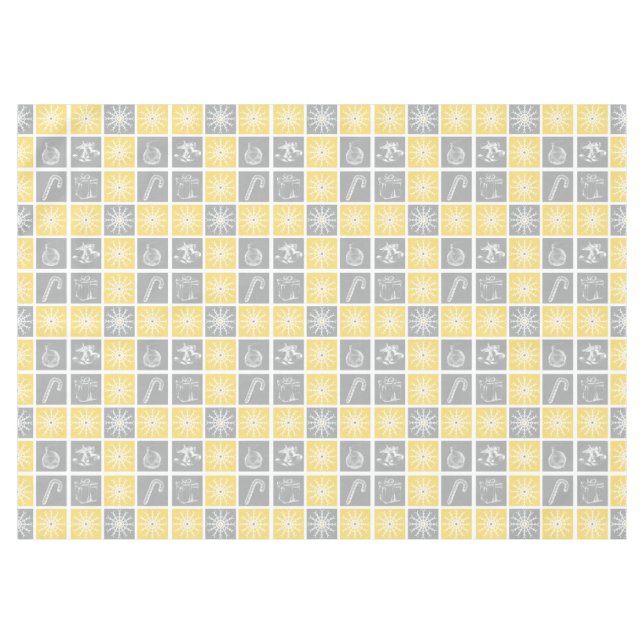 yellow grey winter holidays quilt pattern tablecloth (Front (Horizontal))