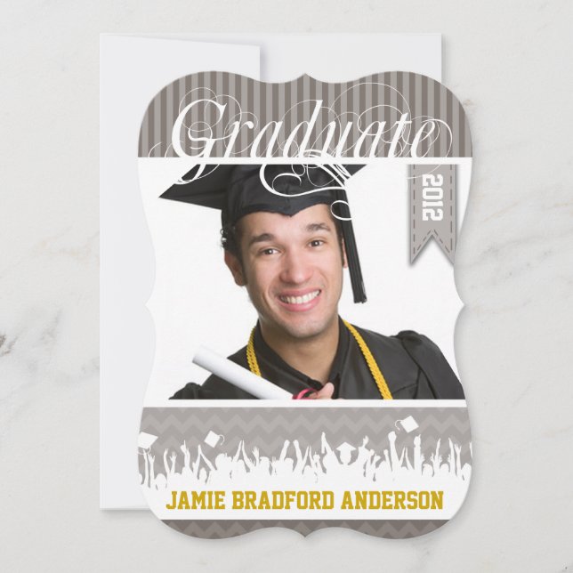 Yellow Grey Zig Zag Senior Picture Class of Announcement (Front)