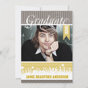 Yellow Grey Zig Zag Senior Picture Class of Announcement