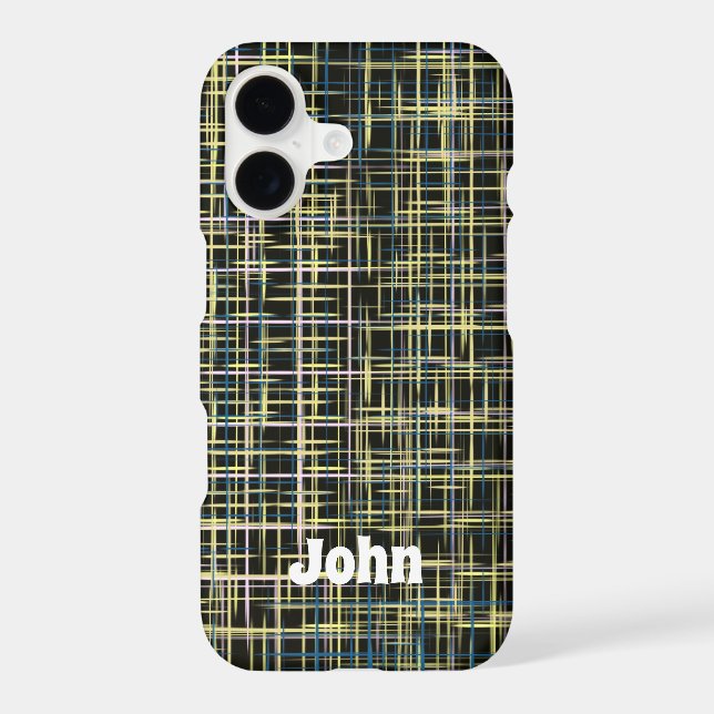 Yellow Grid Lines Abstract Art Pattern iPhone Case (Back)