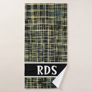 Yellow Grid Lines Art Pattern Bath Towel