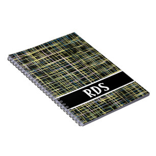 Yellow Grid Lines Art Pattern Notebook