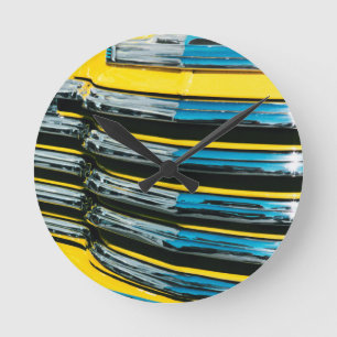 Yellow Grill Round Clock