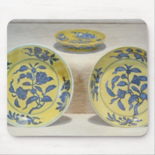 Yellow ground dishes painted in underglaze mouse pad