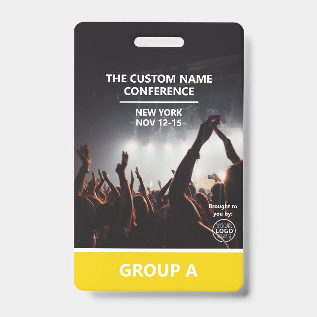 Yellow Group Conference QR Code Custom Access Pass ID Badge (Front)