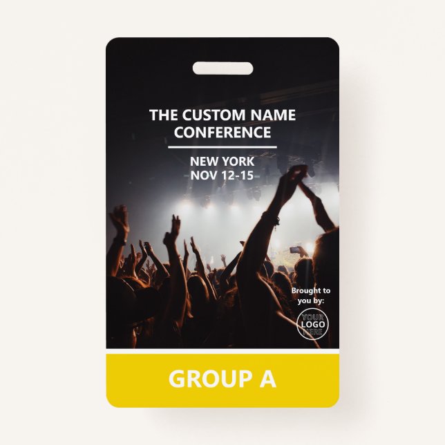 Yellow Group Conference QR Code Custom Access Pass ID Badge (Front)
