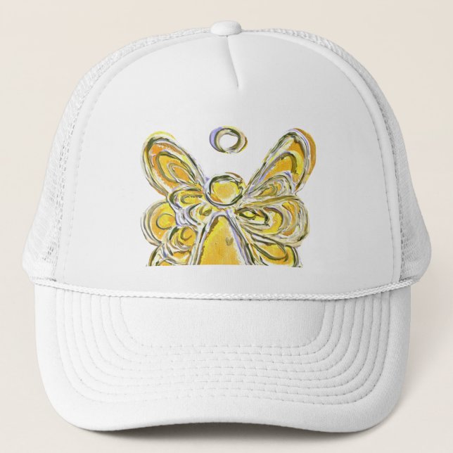 Yellow Guardian Angel Custom Art Cap or Hat (Front)