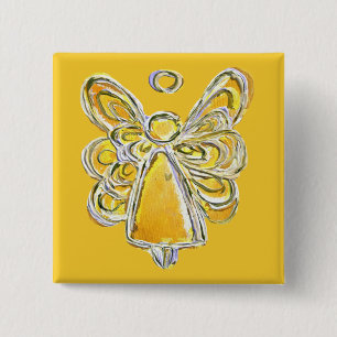 Yellow Guardian Holiday Angel Custom Pin Buttons