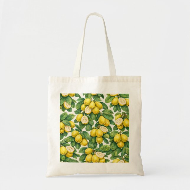 Yellow Guava Slices Tropical Pattern Tote Bag (Front)