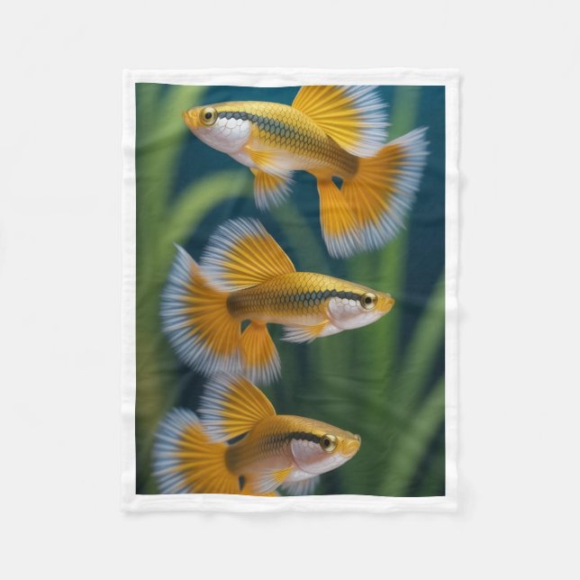 Yellow Guppy Fish Blanket (Front)