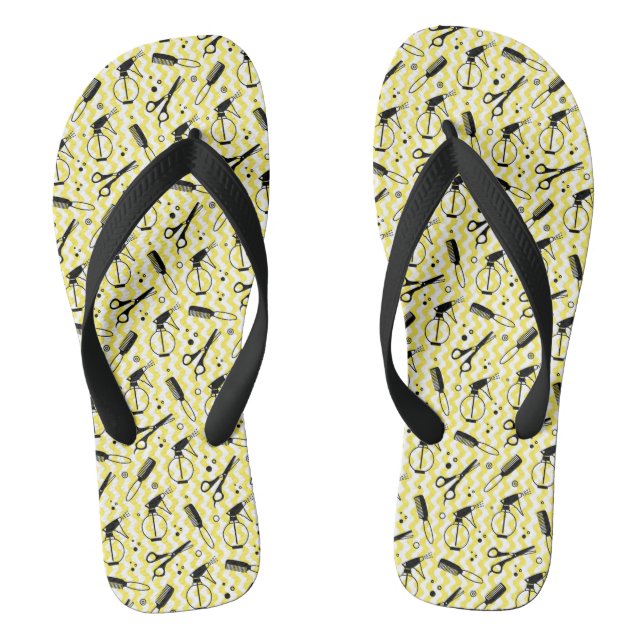Yellow Hairdresser Tool Pattern Jandals (Footbed)
