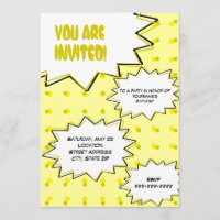 Yellow Halftone Pop Art Comic Inspired Invitation