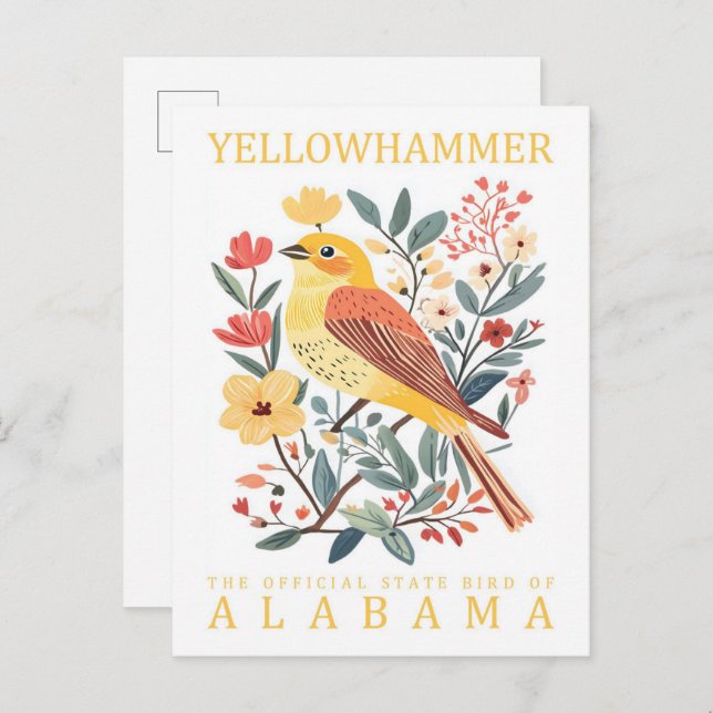 Yellow Hammer Bird of Alabama USA Travel Postcard (Front/Back)