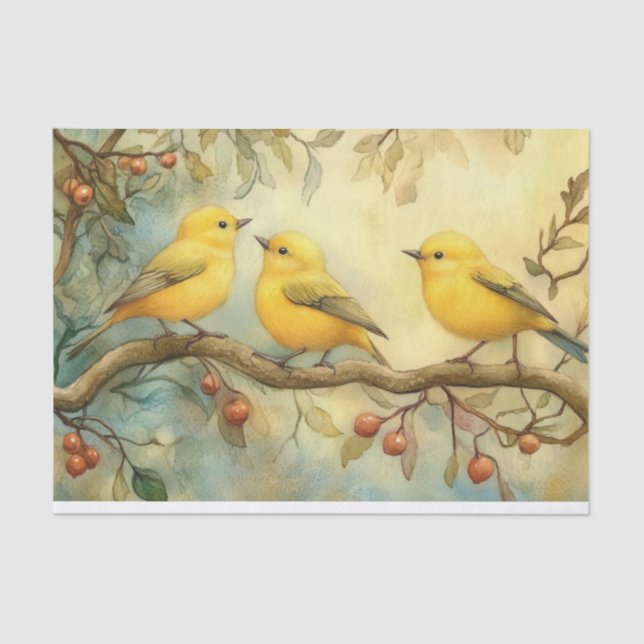 Yellow Hammer Songbirds DECOUPAGE Tissue Paper (Front)