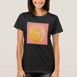 Yellow Hamsa Hand Illustration Pastel Color Women  T-Shirt