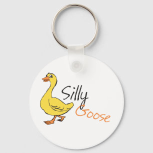 Yellow Hand Drawn Silly Goose Baby Goose Cartoon Key Ring