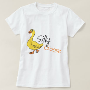 Yellow Hand Drawn Silly Goose Baby Goose Cartoon T-Shirt