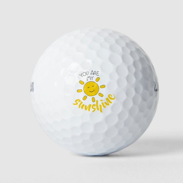 Yellow Hand Drawn Sun Hello Sunshine Image Sun Art Golf Balls (Front)
