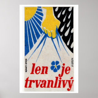 Yellow Hand Holding Blue Lightning Czechoslovakia Poster