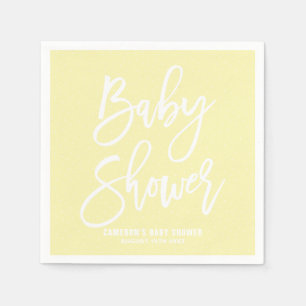 Yellow Hand Lettered Baby Shower Paper Napkins