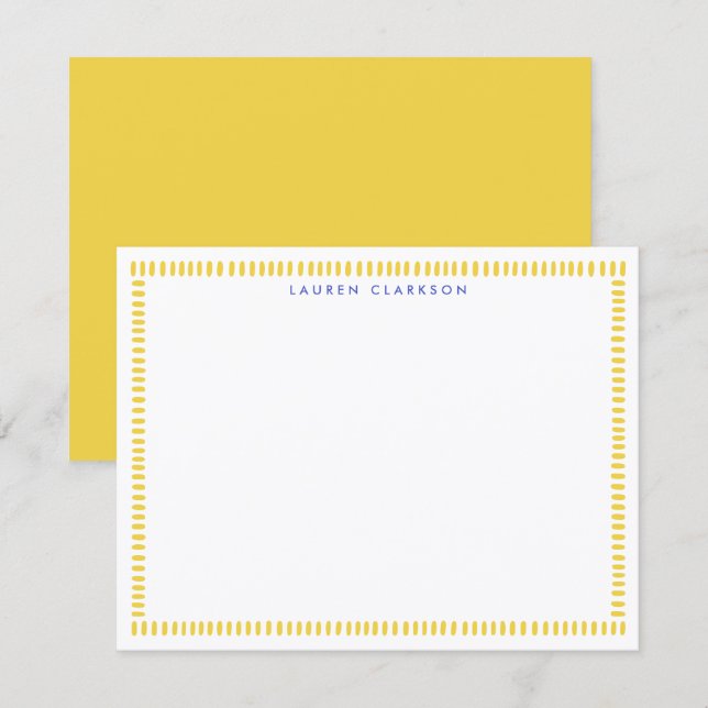 Yellow Hand Painted Striped Frame Note Card (Front/Back)