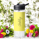 Yellow Handwritten Text Elegant  Water Bottle<br><div class="desc">Yellow Elegant Water Bottle with option to add name with beautiful calligraphy text.  More products with this design are in the collection below.</div>