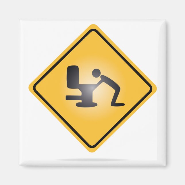 Yellow hangover warning sign magnet (Front)