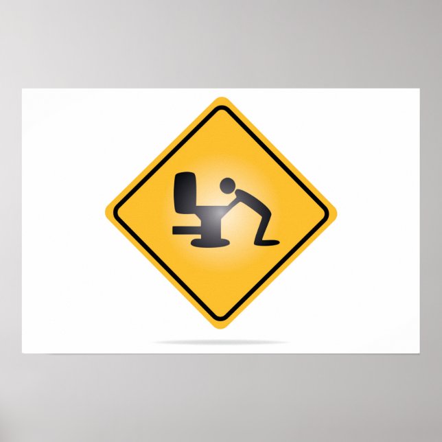 Yellow hangover warning sign poster (Front)