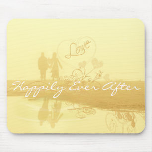 Yellow Happily Ever After Beach Wedding Mouse Pad