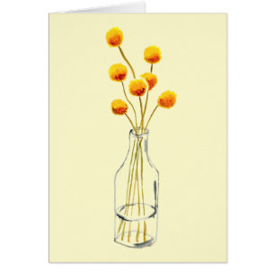 Yellow happy Billy Button flowers Australian art