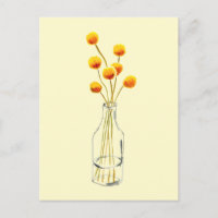 Yellow happy Billy Button flowers Australian art