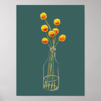 Yellow happy Billy Button flowers Australian art