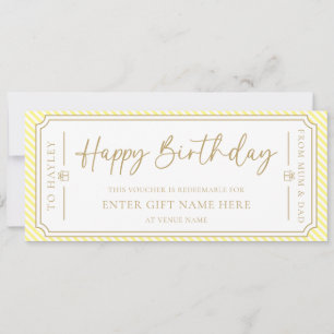 Yellow Happy Birthday Gift Voucher Card