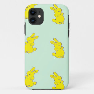 Yellow happy bunnies on teal Case-Mate iPhone case
