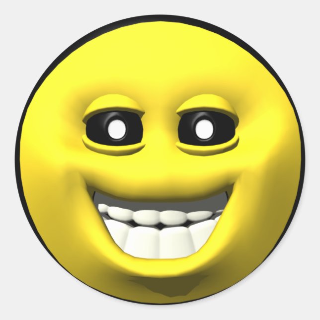 Yellow happy classic round sticker (Front)