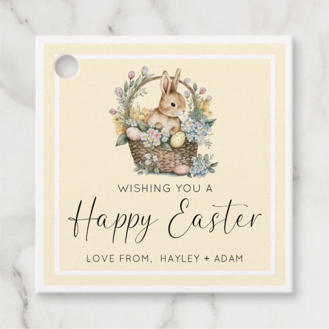 Yellow Happy Easter Bunny Favour Tags (Front)