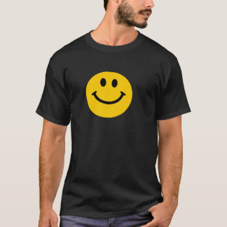 Yellow happy face black t-shirt