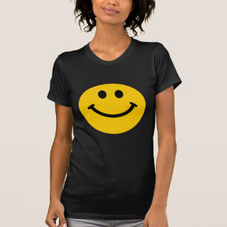 Yellow happy face black t-shirt