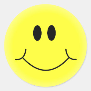 Yellow Happy Face Custom Classic Round Sticker