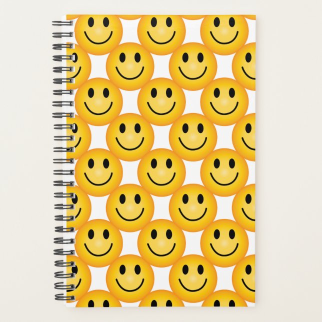 Yellow Happy Face Emoji Notebook Planner (Front)