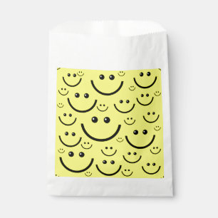 yellow happy face pattern print favour bags