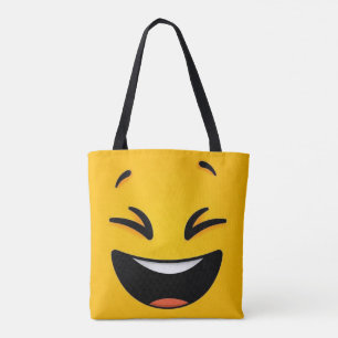 Yellow happy face tote bag