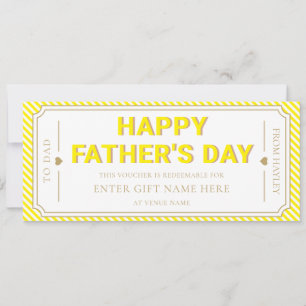 Yellow Happy Father's Day Gift Voucher Card