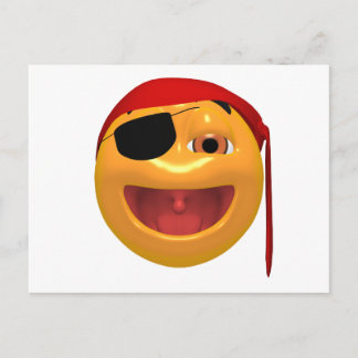 Yellow happy pirate wearing a eye patch postcard