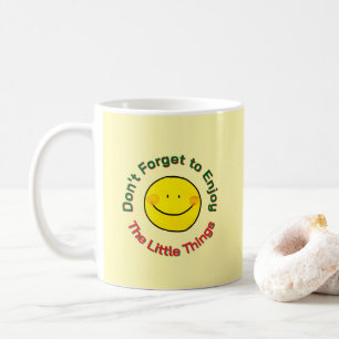 Yellow Happy Smiley Face Enjoy The Little Things Coffee Mug