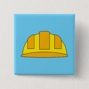 Yellow Hard Hat Cartoon 15 Cm Square Badge