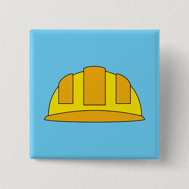 Yellow Hard Hat Cartoon 15 Cm Square Badge (Front)