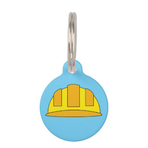 Yellow Hard Hat Cartoon Add Name Pet Tag