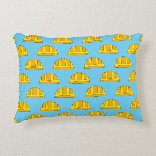Yellow Hard Hat Cartoon Decorative Cushion (Front)